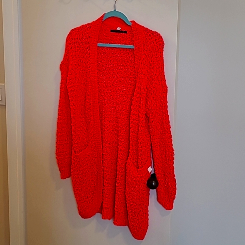 Sz med. ONLY. knit coral cardigan
